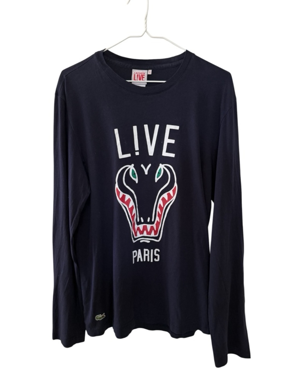 Lacoste Men’s Graphic Long Sleeve T Shirt Size 5 Large Navy Blue